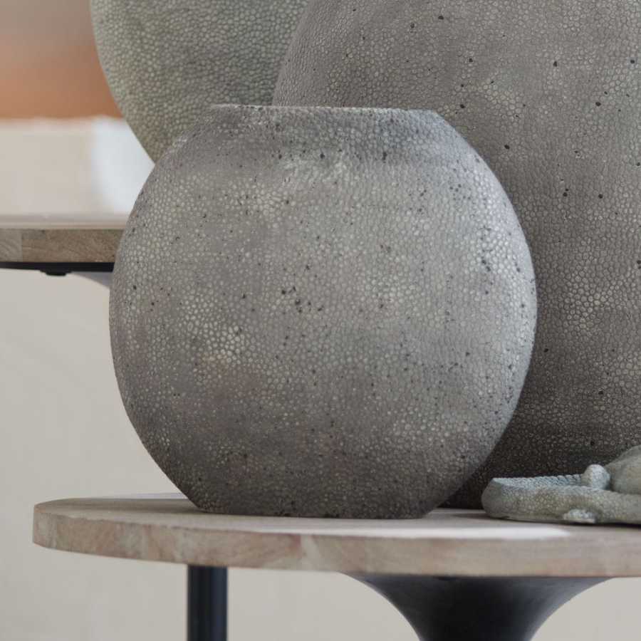 Light and Living Rayskin Round Vase - Grey - Small