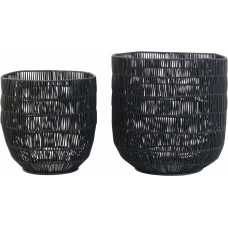 Light and Living Mattn Baskets - Set of 2 - Black