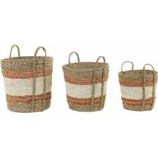 Light and Living Gameiro Baskets - Set of 3 - Brown & Orange