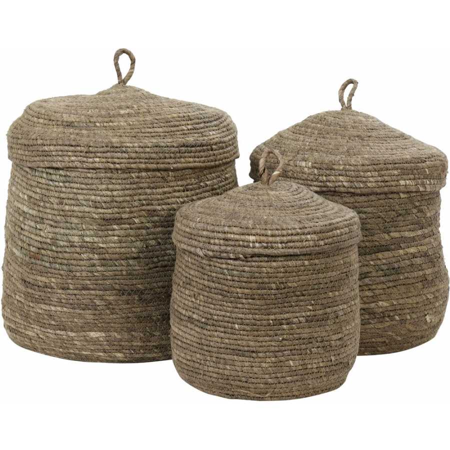 Light and Living Mangala Baskets - Set of 3 - Dark Brown