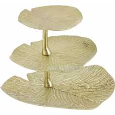 Light and Living Leaf Cake Stand - Gold