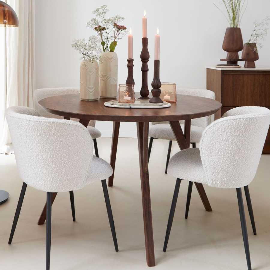 Light and Living Quenza Round Dining Table - Brown - Small