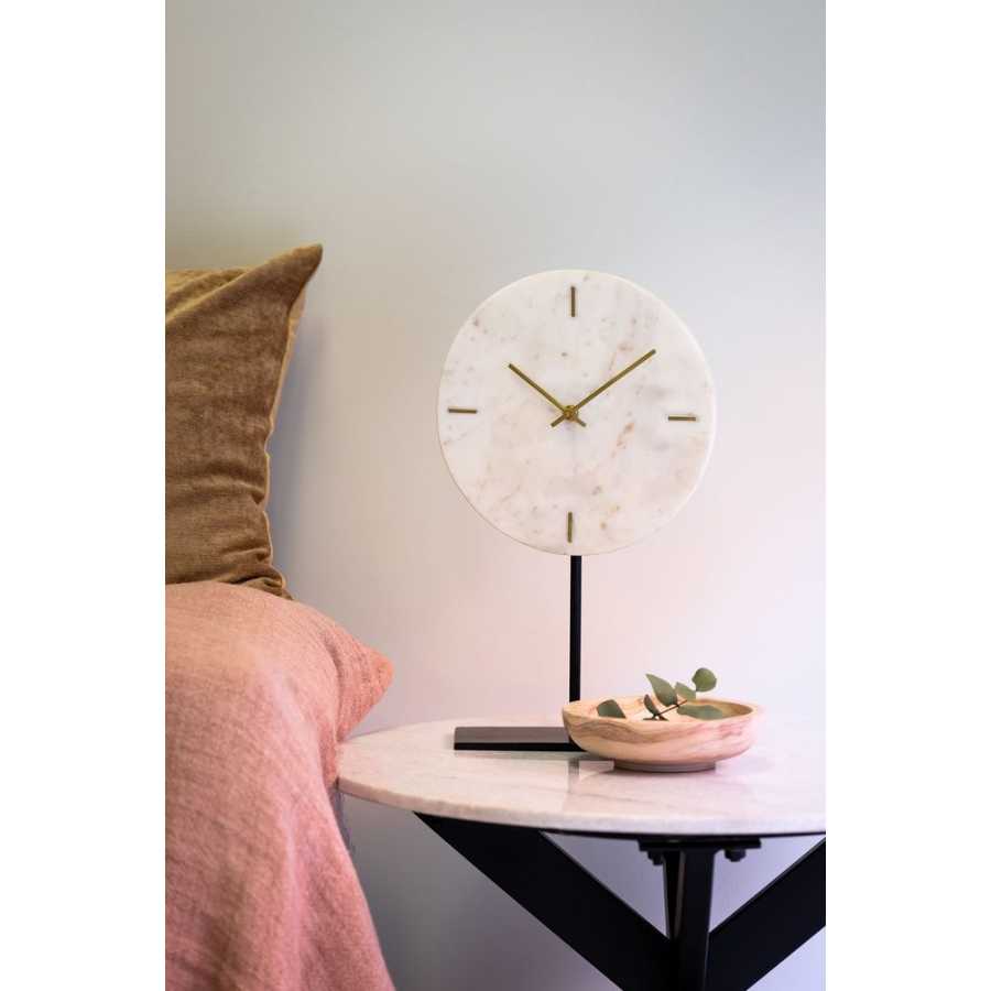 Light and Living Moreno Table Clock With Base - White
