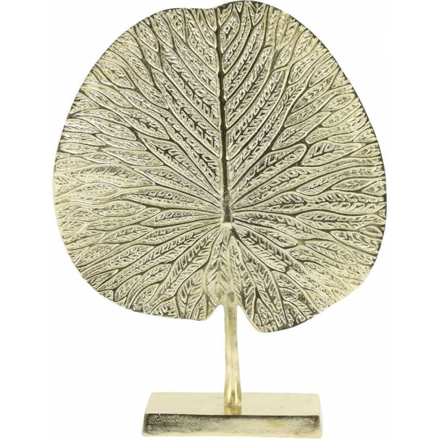 Light and Living Leaf Round Ornament - Gold