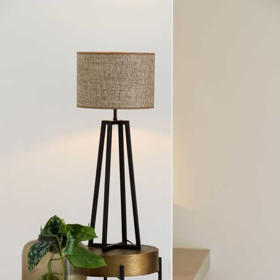 Light and Living Saverna Round Lamp Shade - Brown Beige - Height: 21cm x Width: 30cm x Depth: 30cm