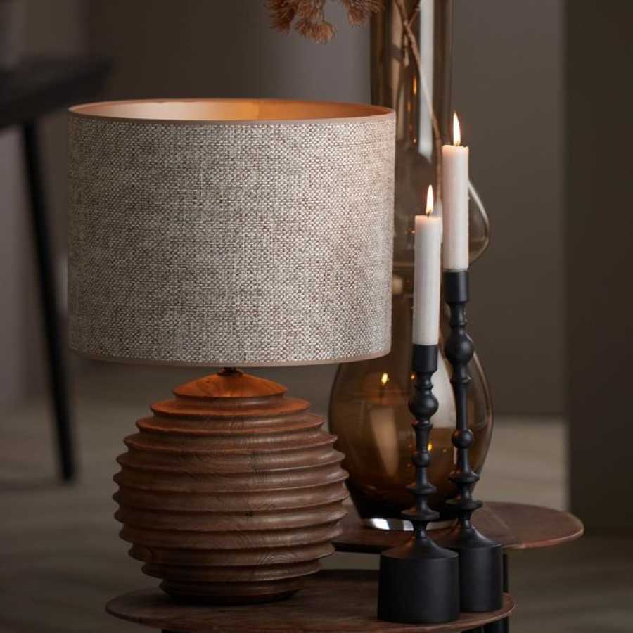 Light and Living Saverna Round Lamp Shade - Brown Beige - Height: 30cm x Width: 40cm x Depth: 40cm