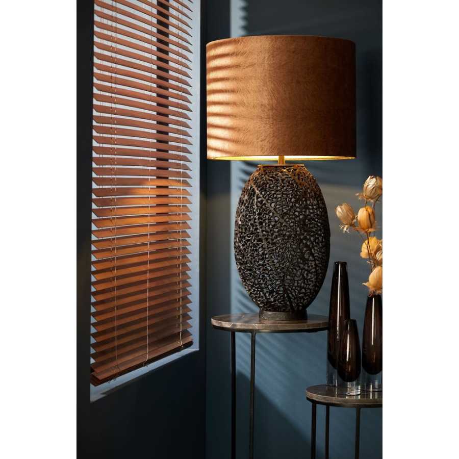 Light and Living Lubis Round Lamp Shade - Brown - Height: 38cm x Width: 50cm x Depth: 50cm