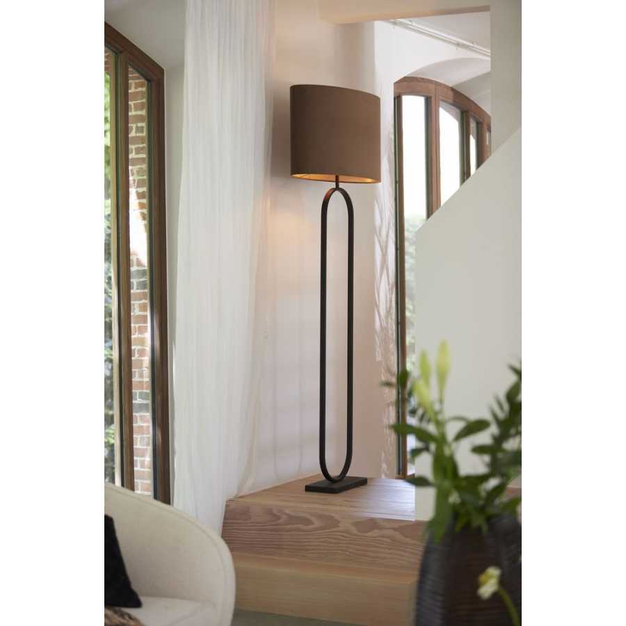 Light and Living Velours Oval Lamp Shade - Chocolate Brown - Height: 38cm x Width: 27cm x Depth: 70cm