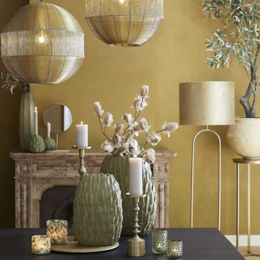 Light and Living Feder Vase - Light Olive Green