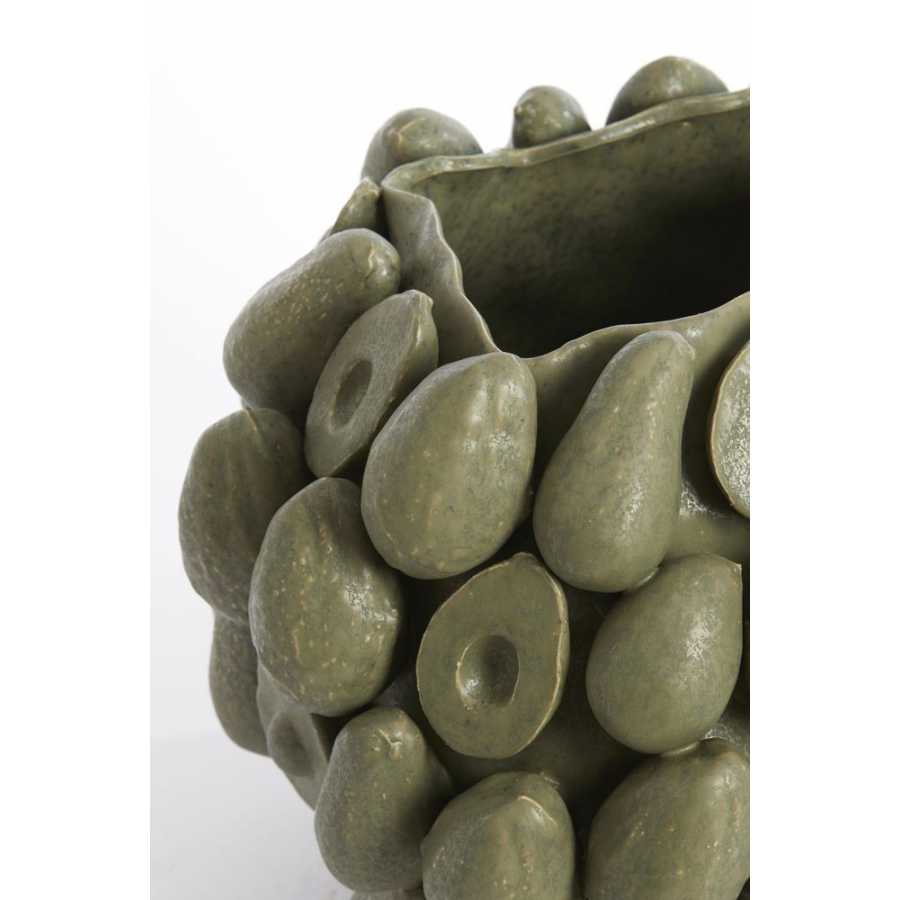 Light and Living Avocado Sliced Vase - Olive Green