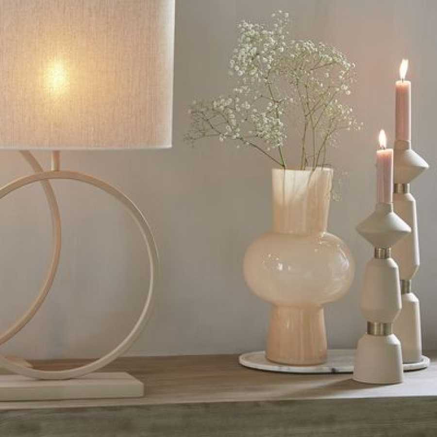 Light and Living Ilvar Candlestick - Matt Beige & Antique Bronze - Small