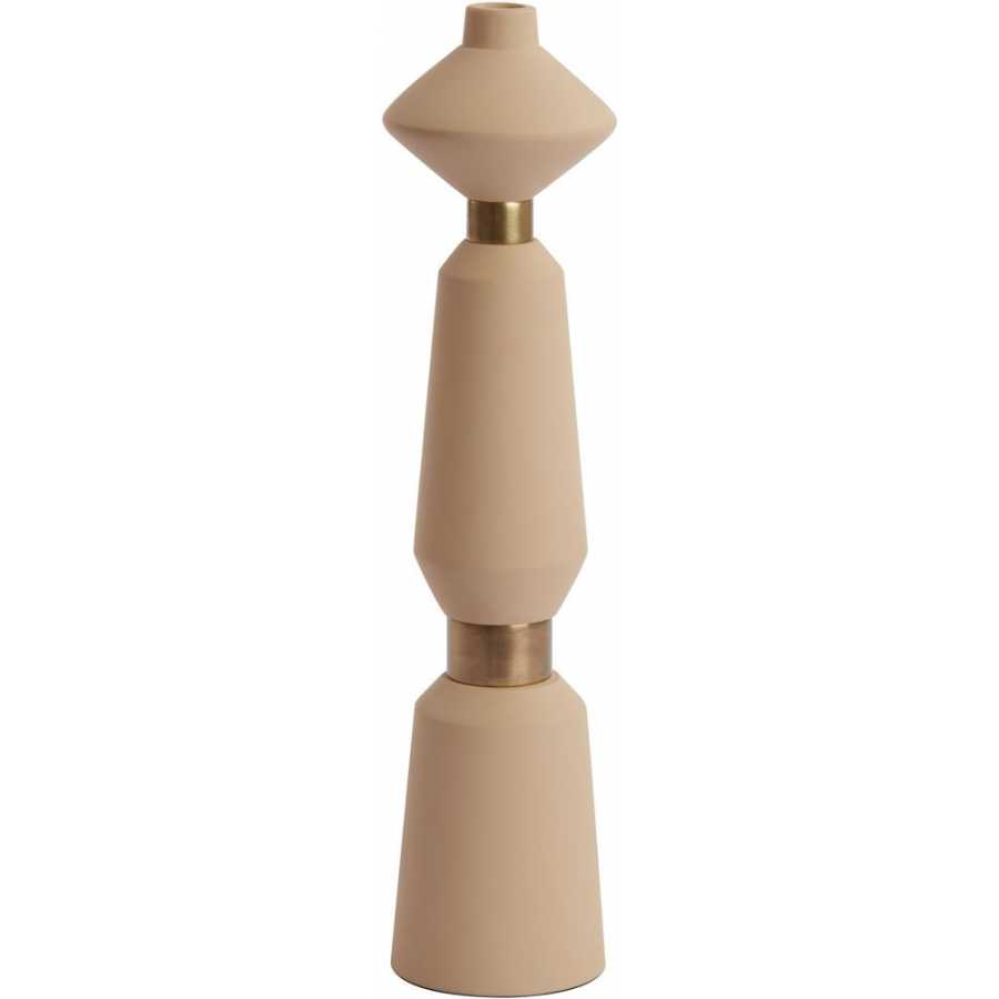 Light and Living Ilvar Candlestick - Matt Beige & Antique Bronze - Large