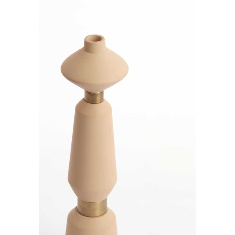 Light and Living Ilvar Candlestick - Matt Beige & Antique Bronze - Large