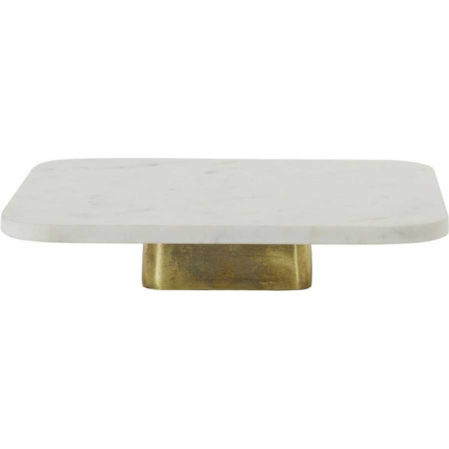 Light and Living Labade Square Cake Stand - White & Antique Bronze