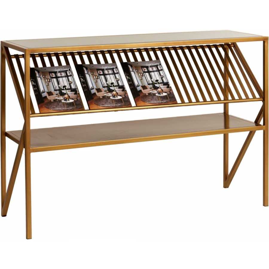 Light and Living Ezra Console Table - Smoked & Antique Bronze