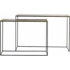Light and Living Zayn Nest of Console Tables - Set of 2 - Antique Bronze & Black