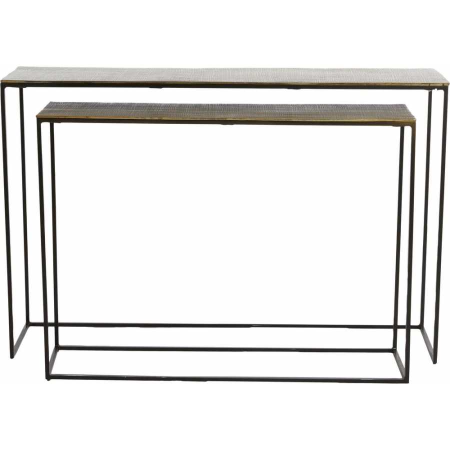 Light and Living Zayn Nest of Console Tables - Set of 2 - Antique Bronze & Black