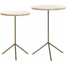 Light and Living Gimi Side Tables - Set of 2 - Cream & Antique Bronze