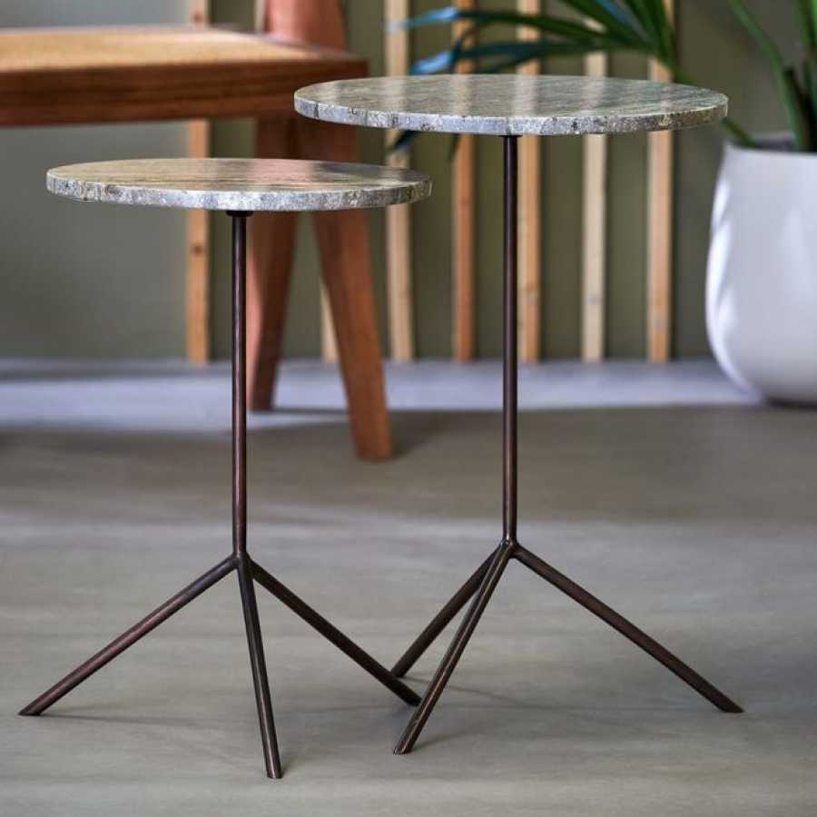 Light and Living Gimi Side Tables - Set of 2 - Brown & Antique Bronze
