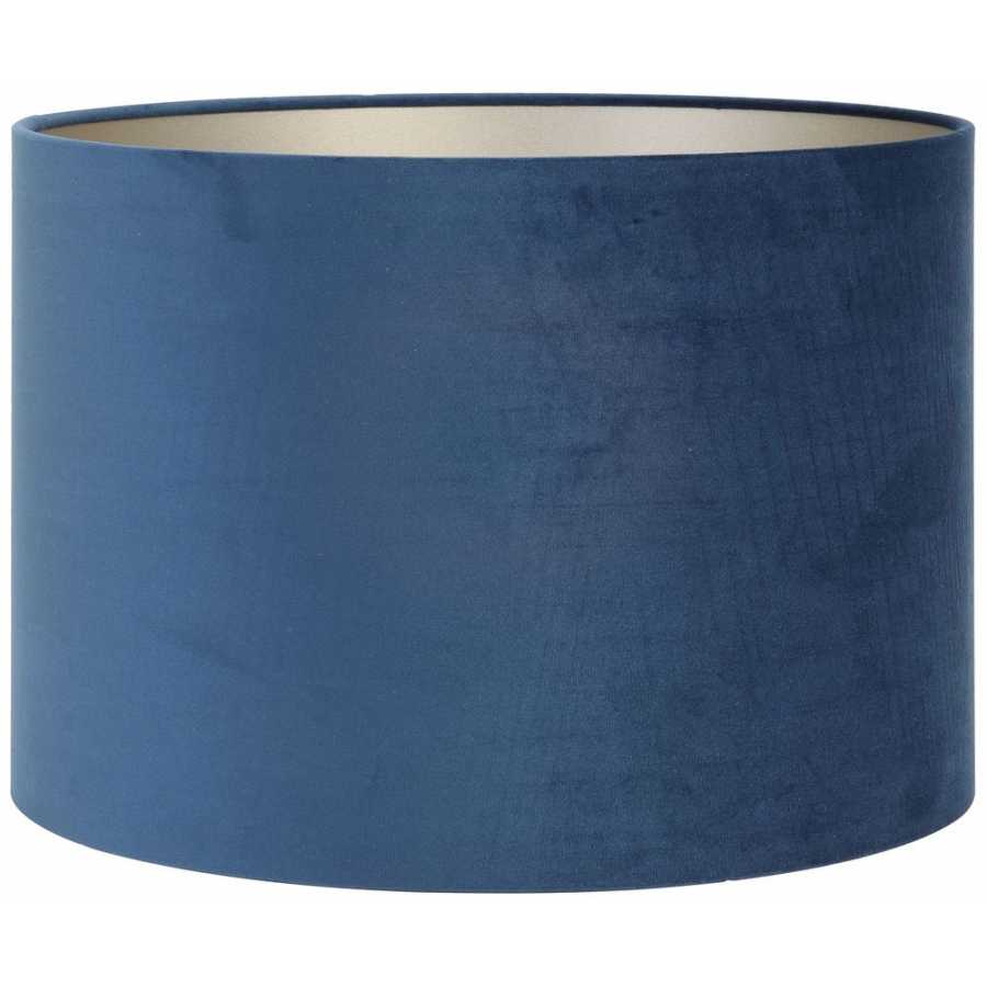 Light and Living Velours Round Lamp Shade - Petrol Blue