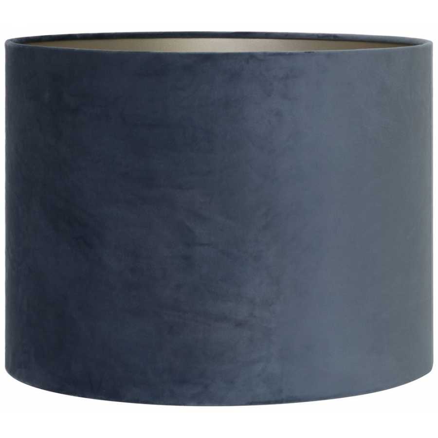 Light and Living Velours Round Lamp Shade - Dusty Blue - H: 18cm x W: 25cm x D: 25cm