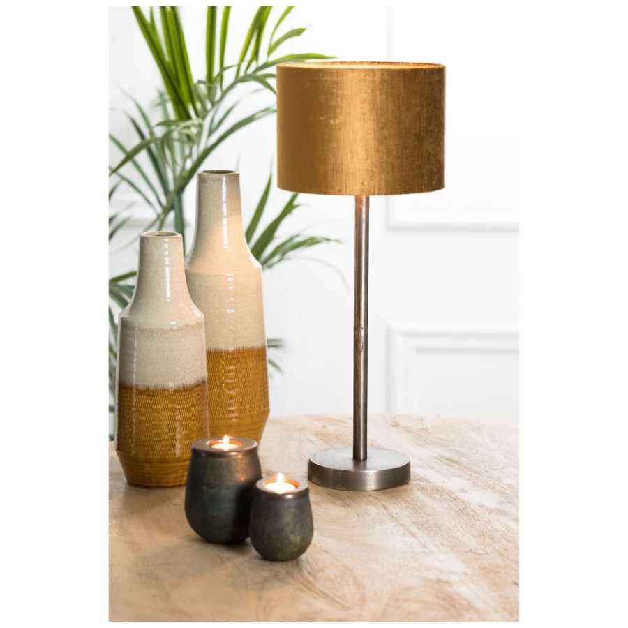 Light and Living Gemstone Round Lamp Shade - Gold - H: 18cm x W: 25cm x D: 25cm