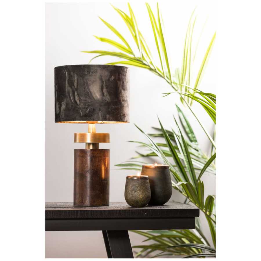 Light and Living Marble Round Lamp Shade - Anthracite - H: 18cm x W: 25cm x D: 25cm