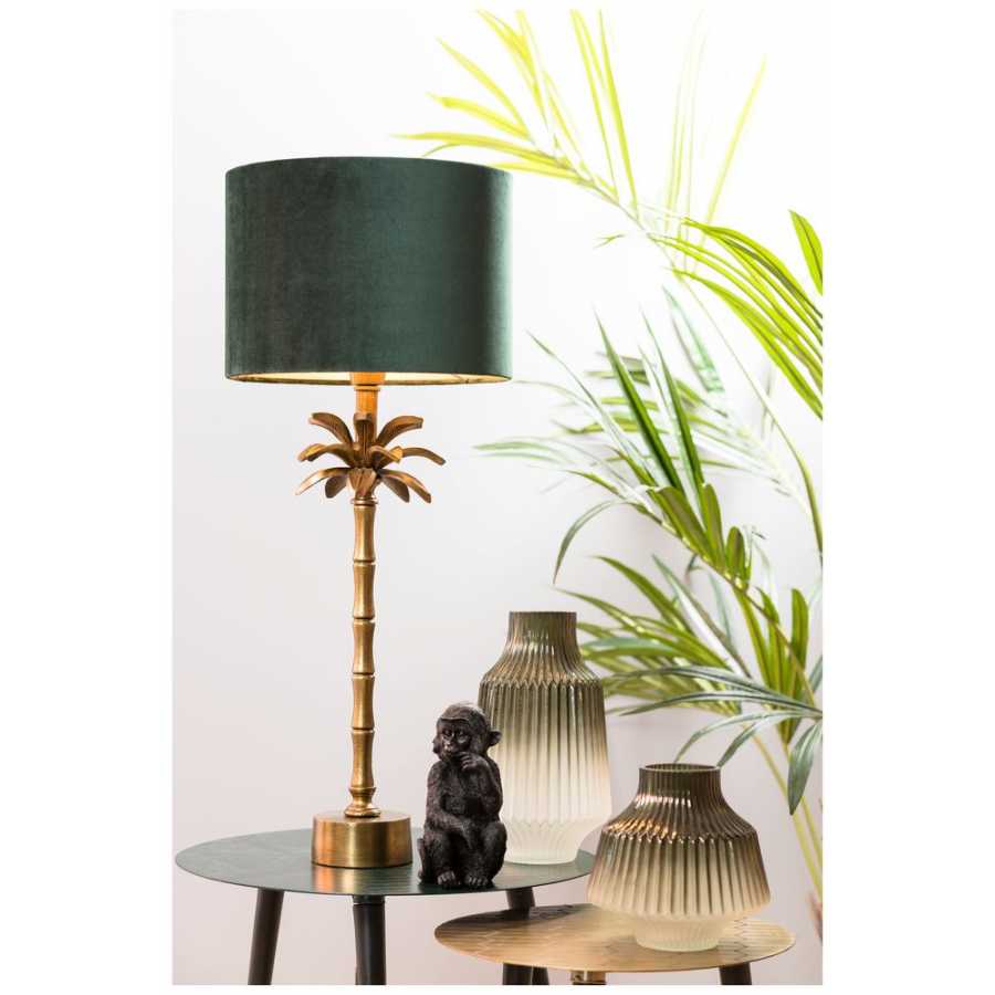 Light and Living Velours Round Lamp Shade - Dutch Green - H: 21cm x Dia: 30cm