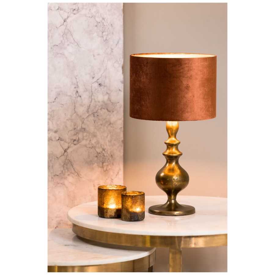 Light and Living Gemstone Round Lamp Shade - Terracotta - H: 21cm x Dia: 30cm