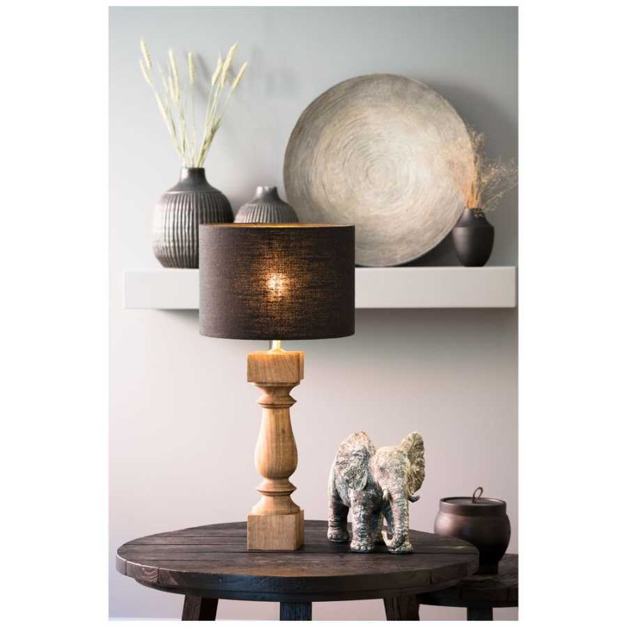 Light and Living Livigno Round Lamp Shade - Black - H: 21cm x W: 30cm x D: 30cm