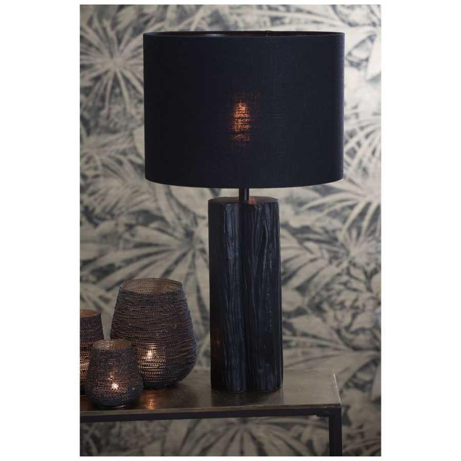 Light and Living Livigno Round Lamp Shade - Black - H: 21cm x W: 30cm x D: 30cm