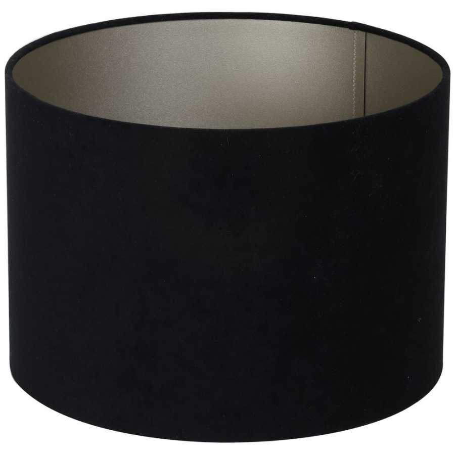 Light and Living Velours Round Lamp Shade - Black & Taupe