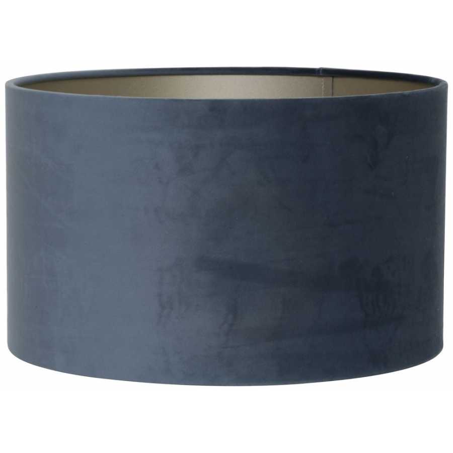 Light and Living Velours Round Lamp Shade - Dusty Blue - H: 30cm x Dia: 40cm