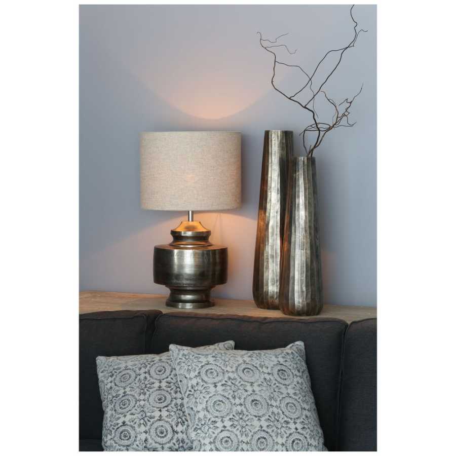 Light and Living Livigno Round Lamp Shade - Light Grey - H: 25cm x Dia: 40cm