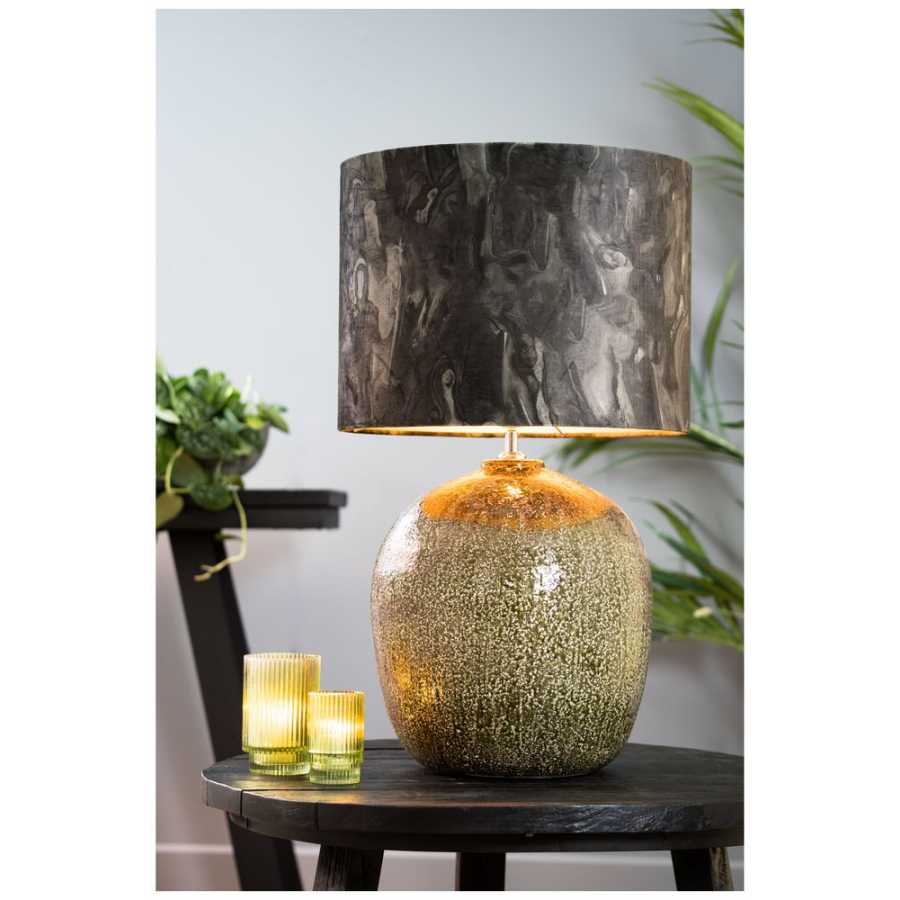 Light and Living Marble Round Lamp Shade - Anthracite - H: 30cm x W: 40cm x D: 40cm
