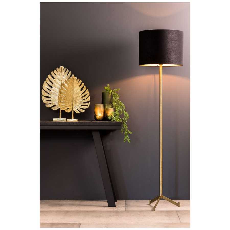 Light and Living Velours Round Lamp Shade - Black & Taupe - H: 34cm x Dia: 45cm