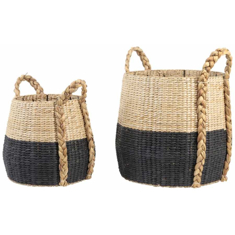 Light and Living Ramun Baskets - Set of 2 - Natural & Black