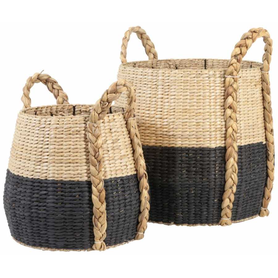 Light and Living Ramun Baskets - Set of 2 - Natural & Black