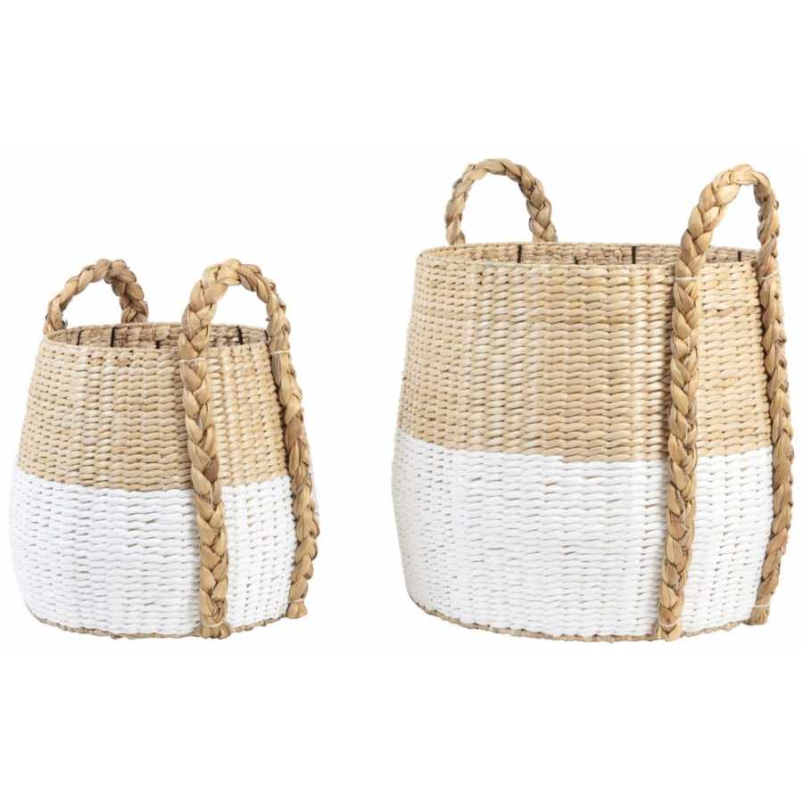 Light and Living Ramun Baskets - Set of 2 - Natural & White