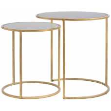 Light and Living Duarte Nest of Side Tables - Set of 2 - Smoked & Gold