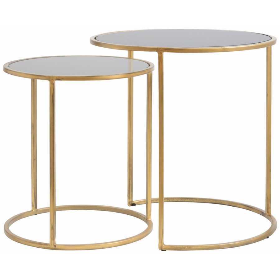 Light and Living Duarte Side Tables - Set of 2 - Smoked & Gold