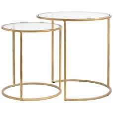 Light and Living Duarte Nest of Side Tables - Set of 2 - Clear & Gold