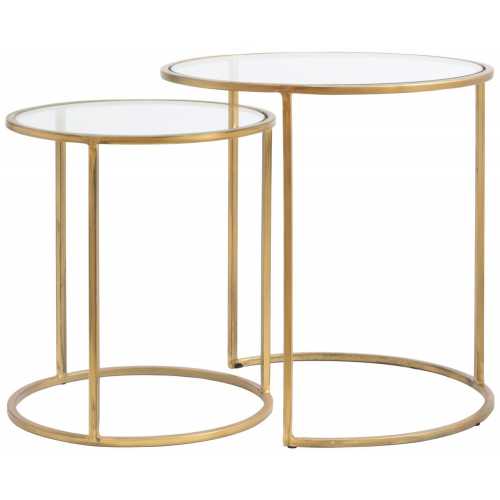 Light and Living Duarte Nest of Side Tables - Set of 2 - Clear & Gold