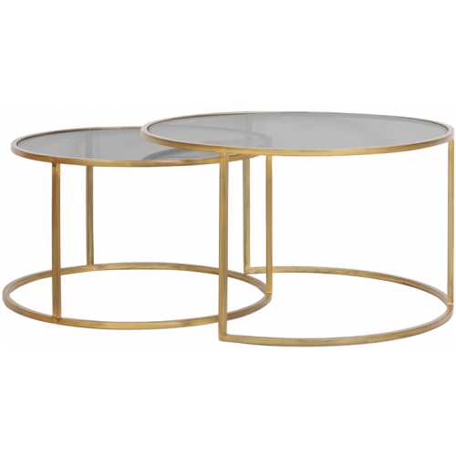 Light and Living Duarte Nest of Coffee Tables - Set of 2 - Smoked & Gold