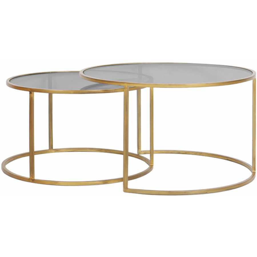 Light and Living Duarte Coffee Tables - Set of 2 - Smoked & Gold