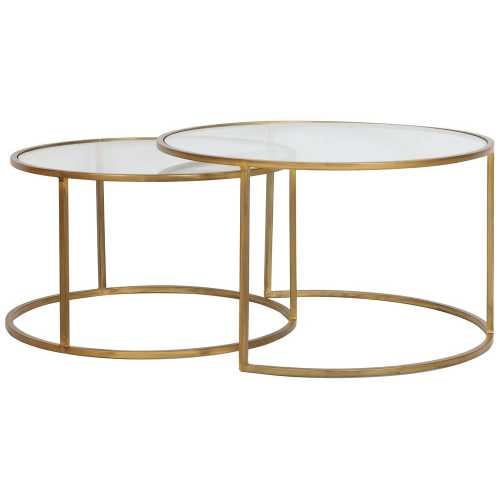 Light and Living Duarte Nest of Coffee Tables - Set of 2 - Clear & Gold