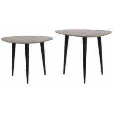 Light and Living Chasey Side Tables - Set of 2 - Brown & Black