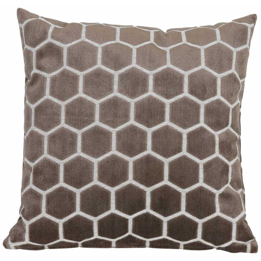 Light and Living Honeycomb Square Cushion - Taupe