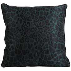 Light and Living Leopard Square Cushion - Dark Green