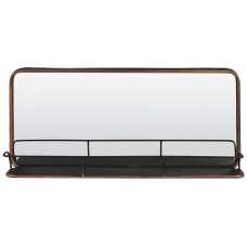Light and Living Self Rectangle Wall Mirror With Wall Shelf - Copper
